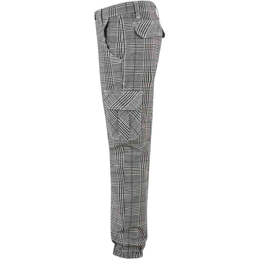 Urban Classics - AOP Glencheck Jog KinderCargohose - Schwarz/Weiß